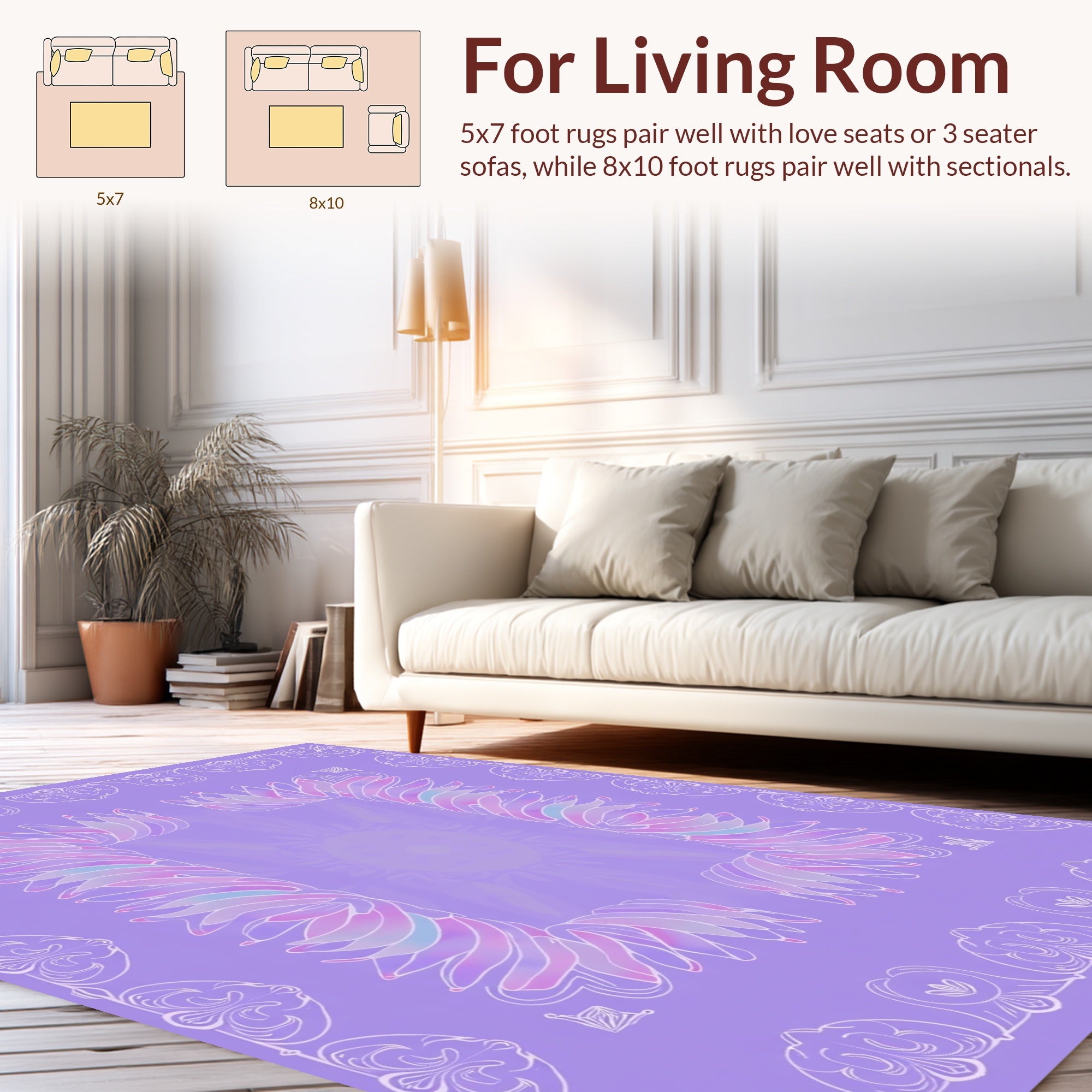 Pastel Floral Border Design Rug