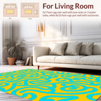 Bold Blue Swirls Abstract Pattern Rug