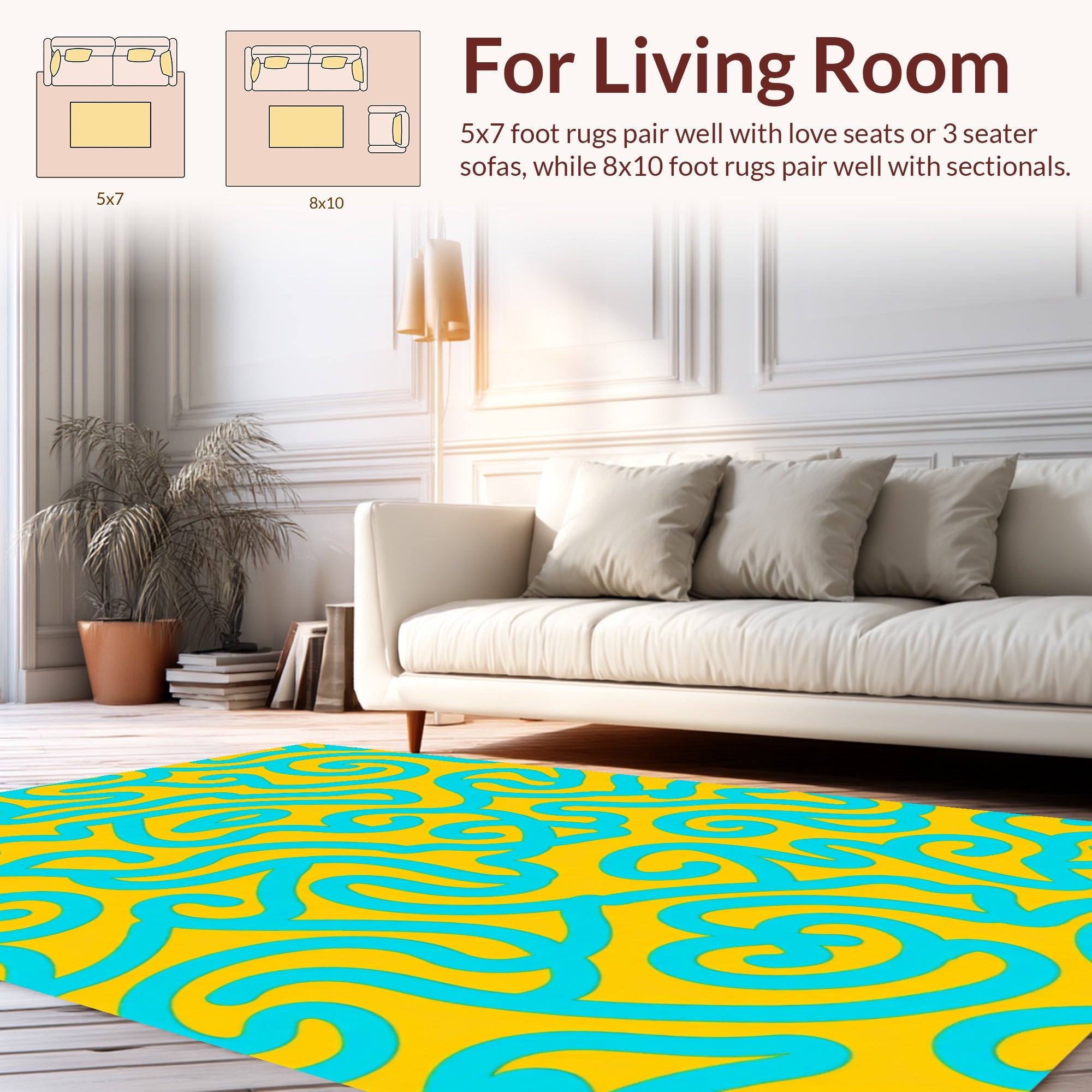 Bold Blue Swirls Abstract Pattern Rug