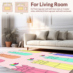 Pastel Castle Towers Rainbow Pattern Rug