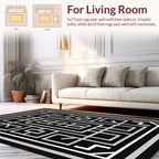 Monochromatic Geometric Labyrinth Pattern Rug
