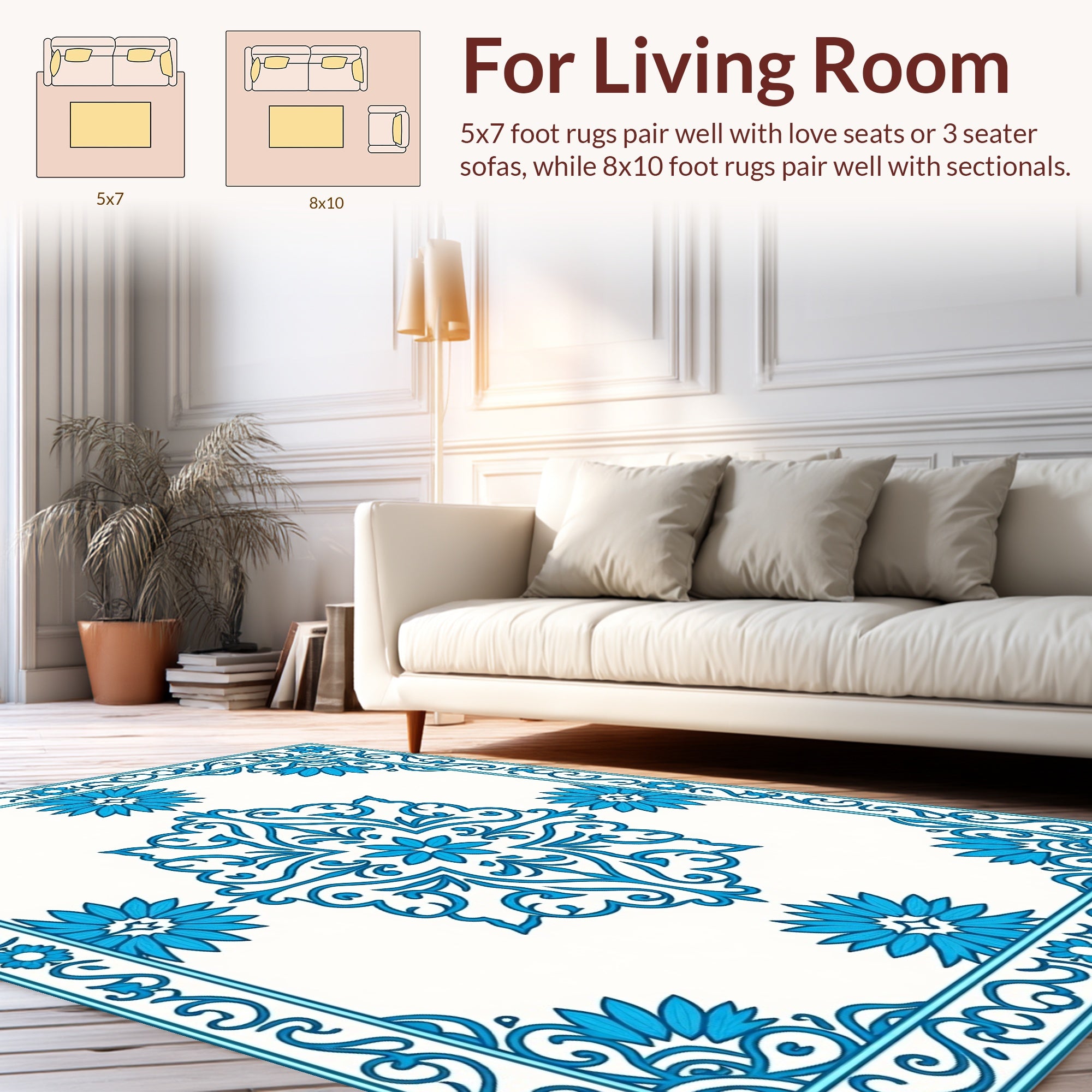 Intricate Floral Medallion Border Rug