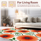 Bright Orange Flower Pattern Rug