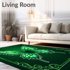 Emerald Green Butterfly Wing Illustration Rug