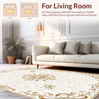 Elegant Gold Floral Scroll Pattern Rug