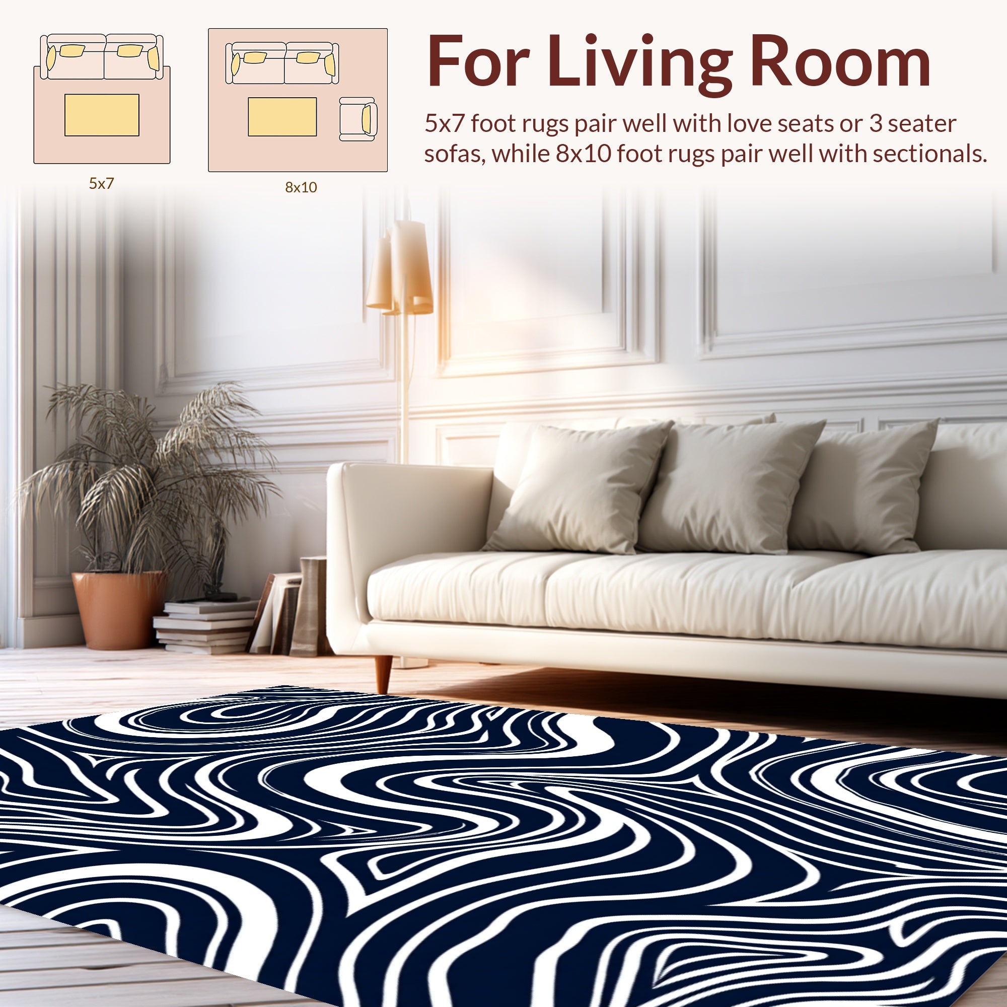 Abstract Swirls Waves Pattern Rug