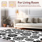 Black And White Floral Pattern Rug
