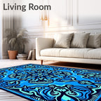 Deep Blue Abstract Symmetry Rug