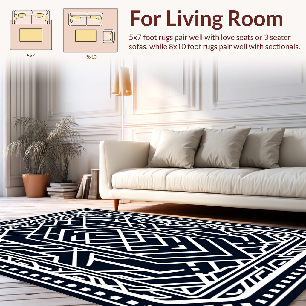 Modern White Geometric Art Deco Design Rug