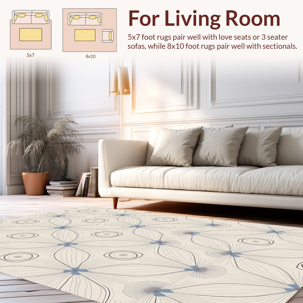 Modern Floral And Square Pattern Rug