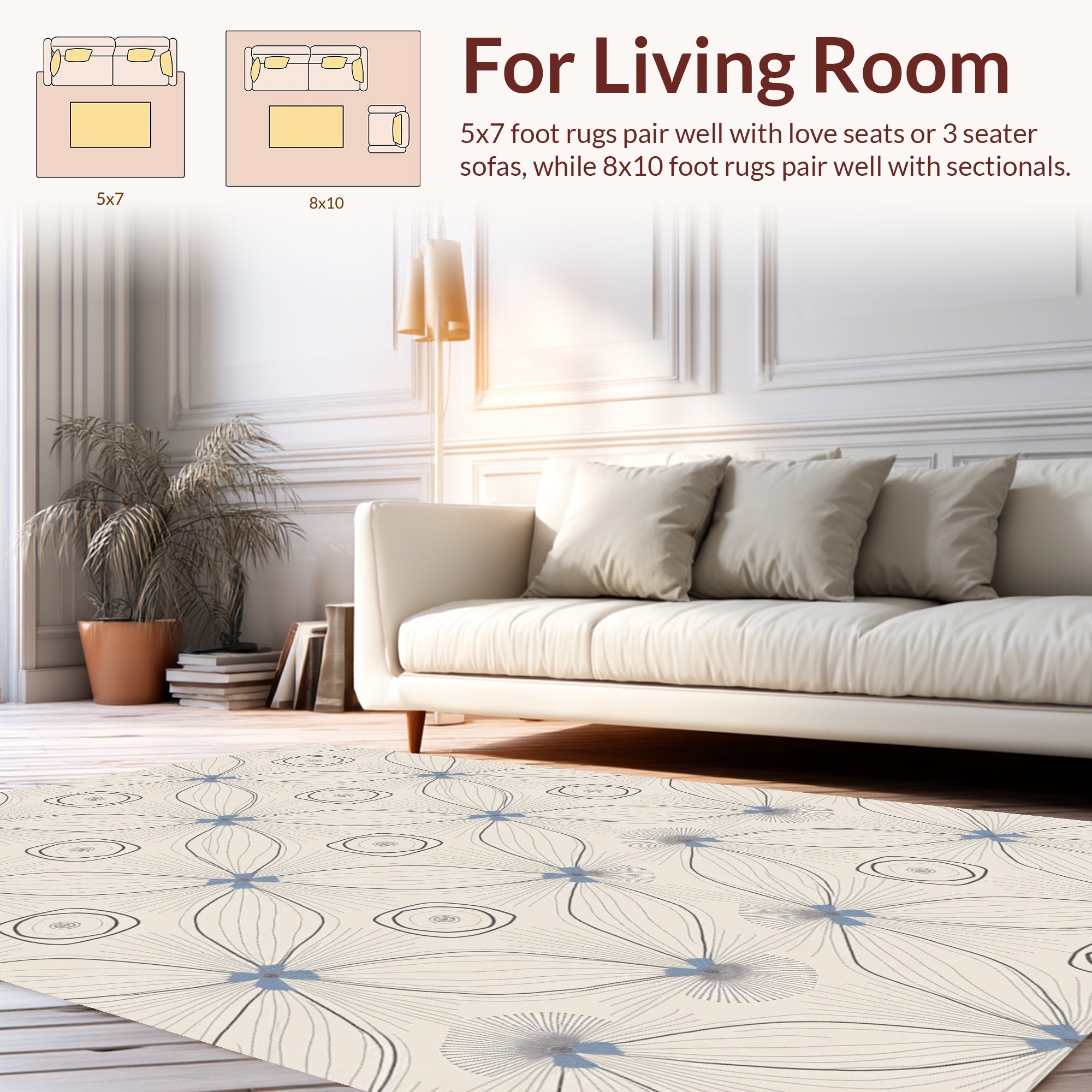 Modern Floral And Square Pattern Rug