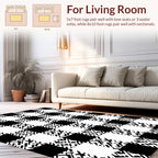 Modern Black White Plaid Pattern Rug