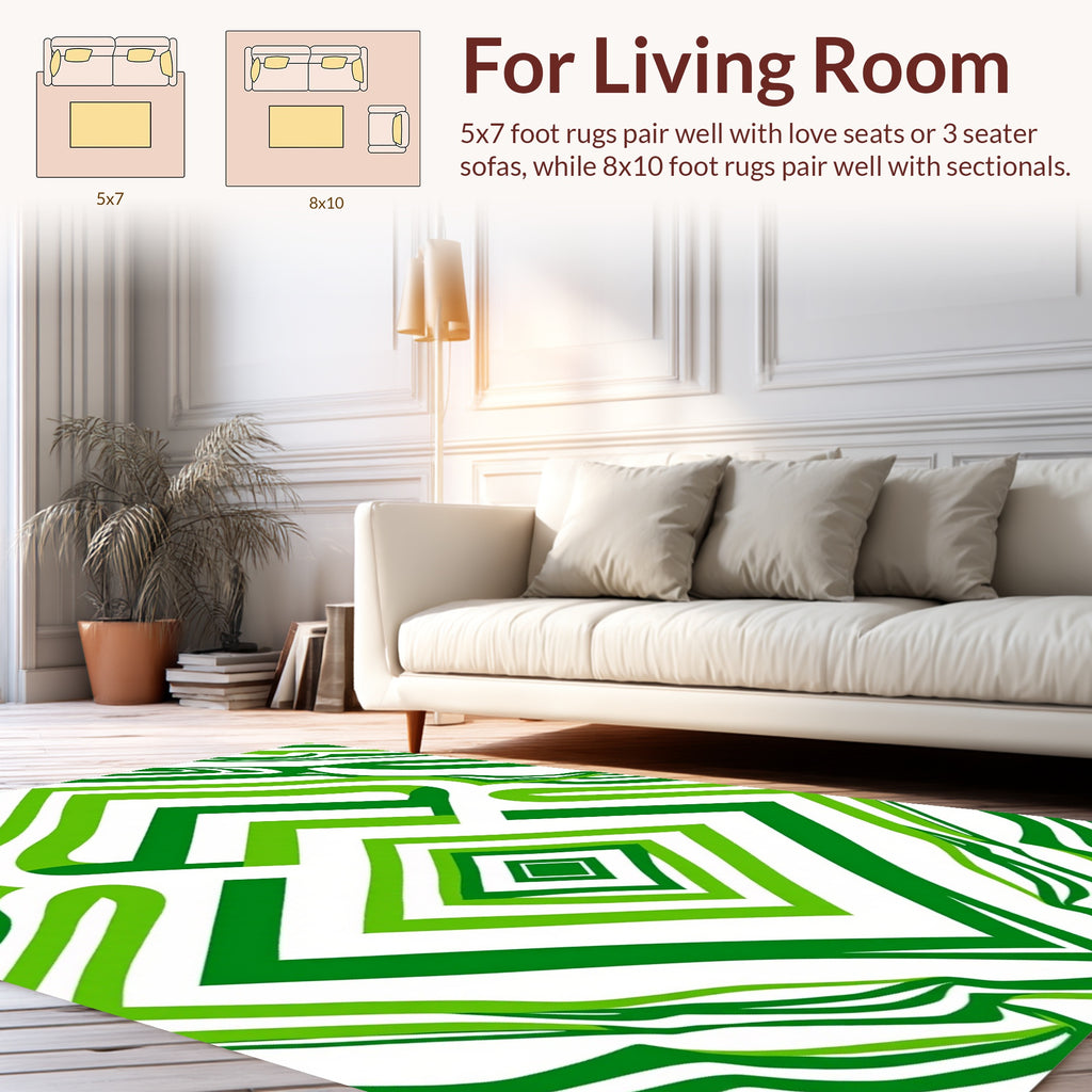 Green Diamond Chevron Abstract Rug