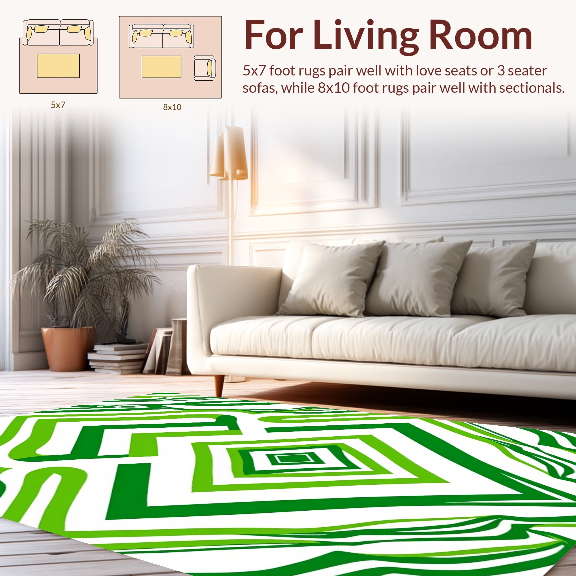 Green Diamond Chevron Abstract Rug
