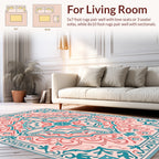 Coral Teal Floral Mandala Design Rug