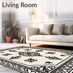 Classic Ornate Black Floral Damask Rug
