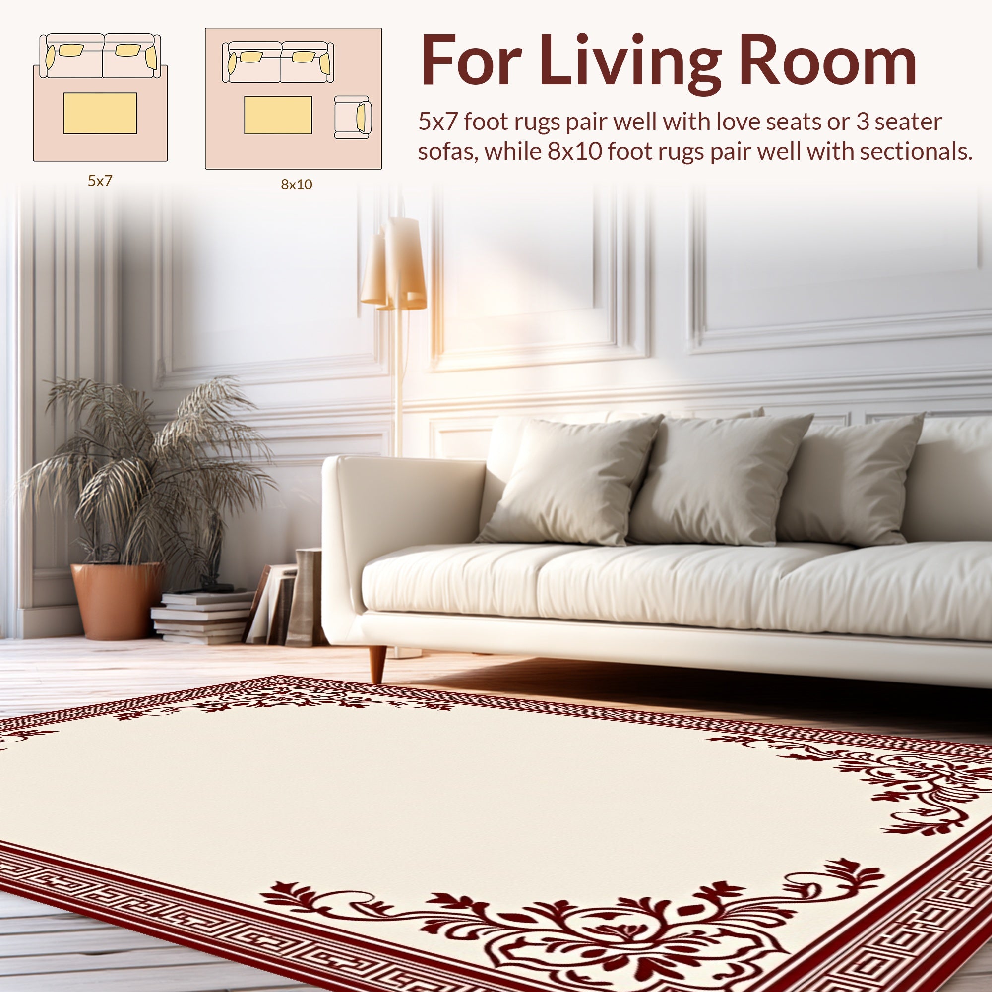 Classic Floral Border Pattern Rug