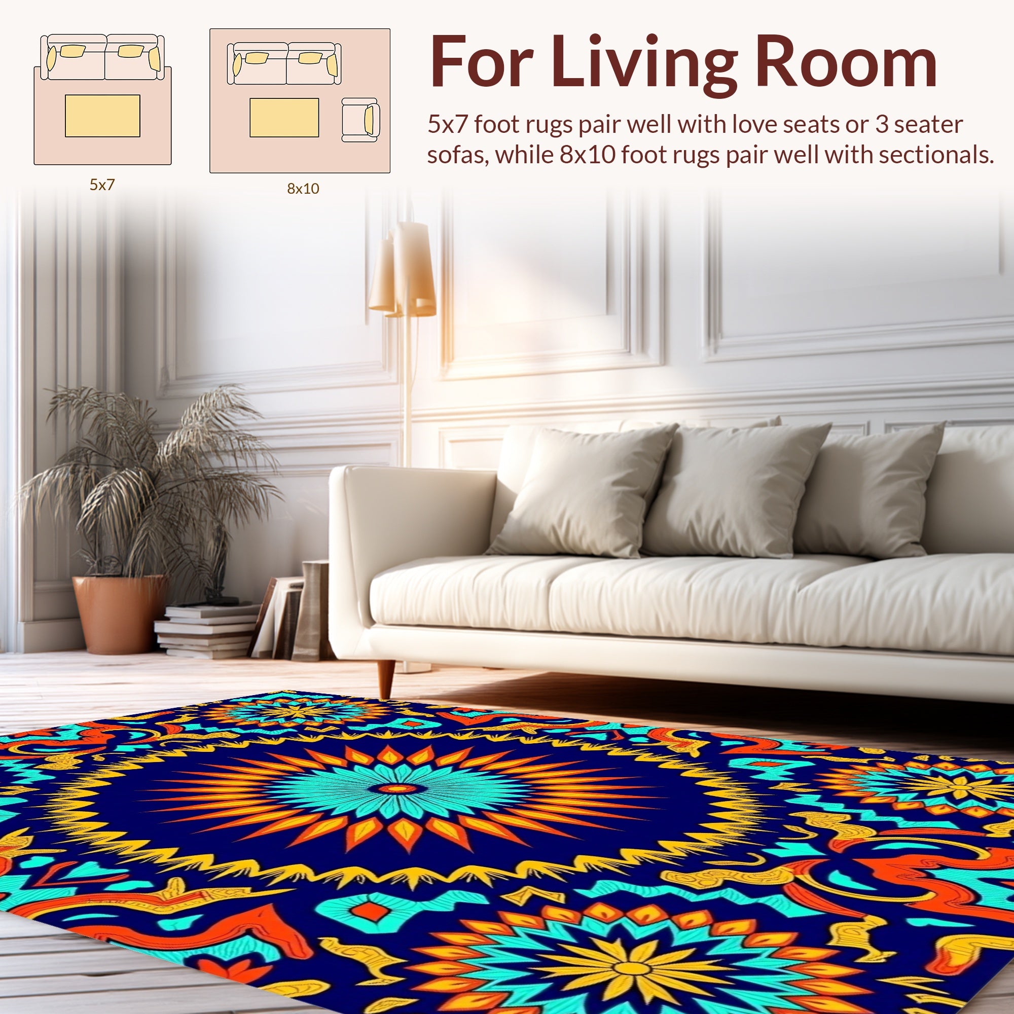 Bold Kaleidoscope Floral Pattern Rug
