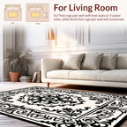 Elegant Black Floral Scrollwork Rug