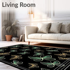 Whimsical Golden Butterfly Garden Rug