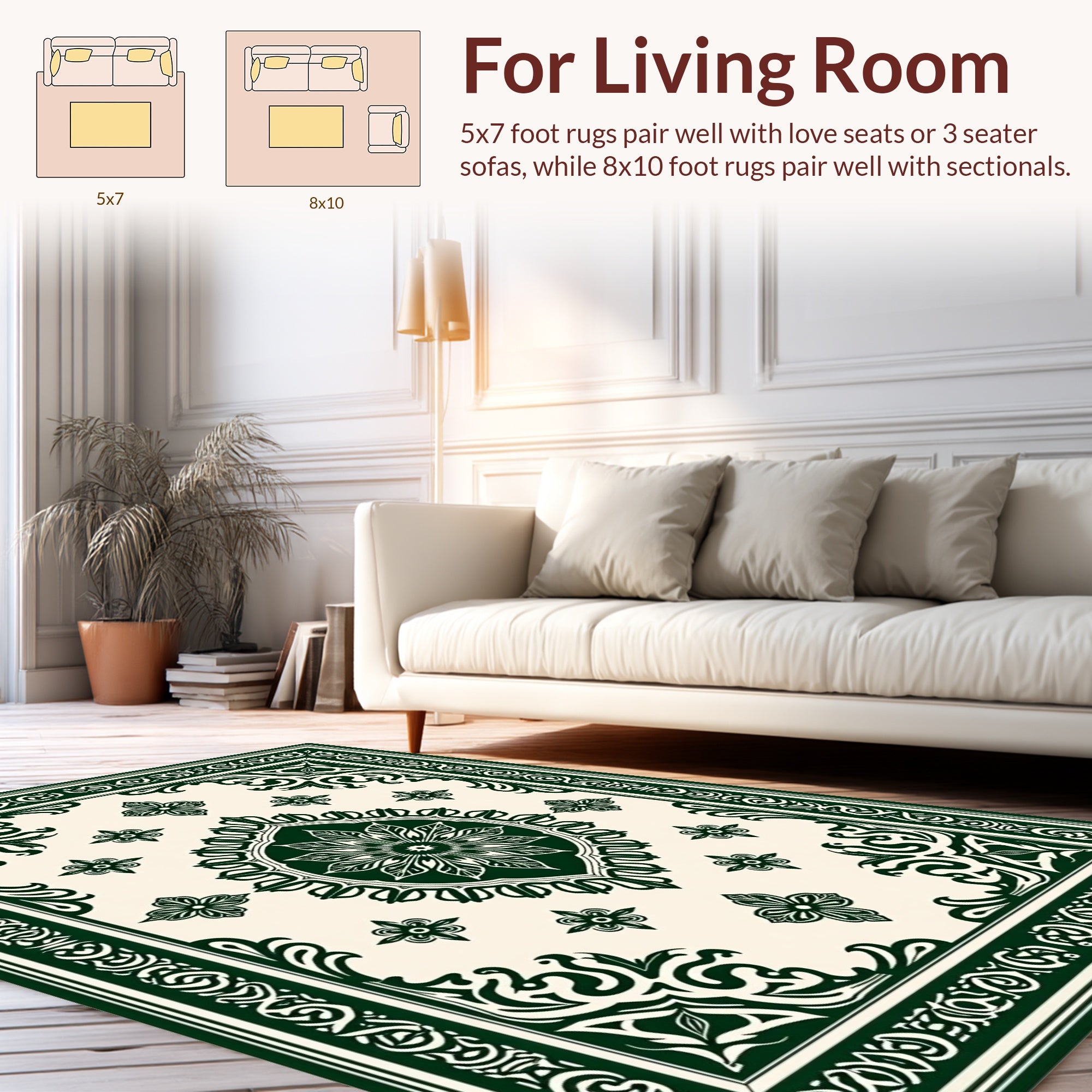 Intricate Floral Border Pattern Rug