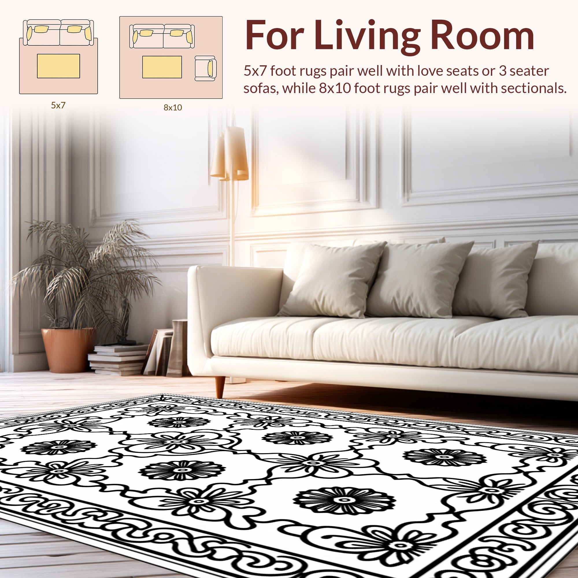 Floral Swirl Classic Motif Rug