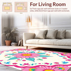 Pink Daisy Butterfly Floral Pattern Rug
