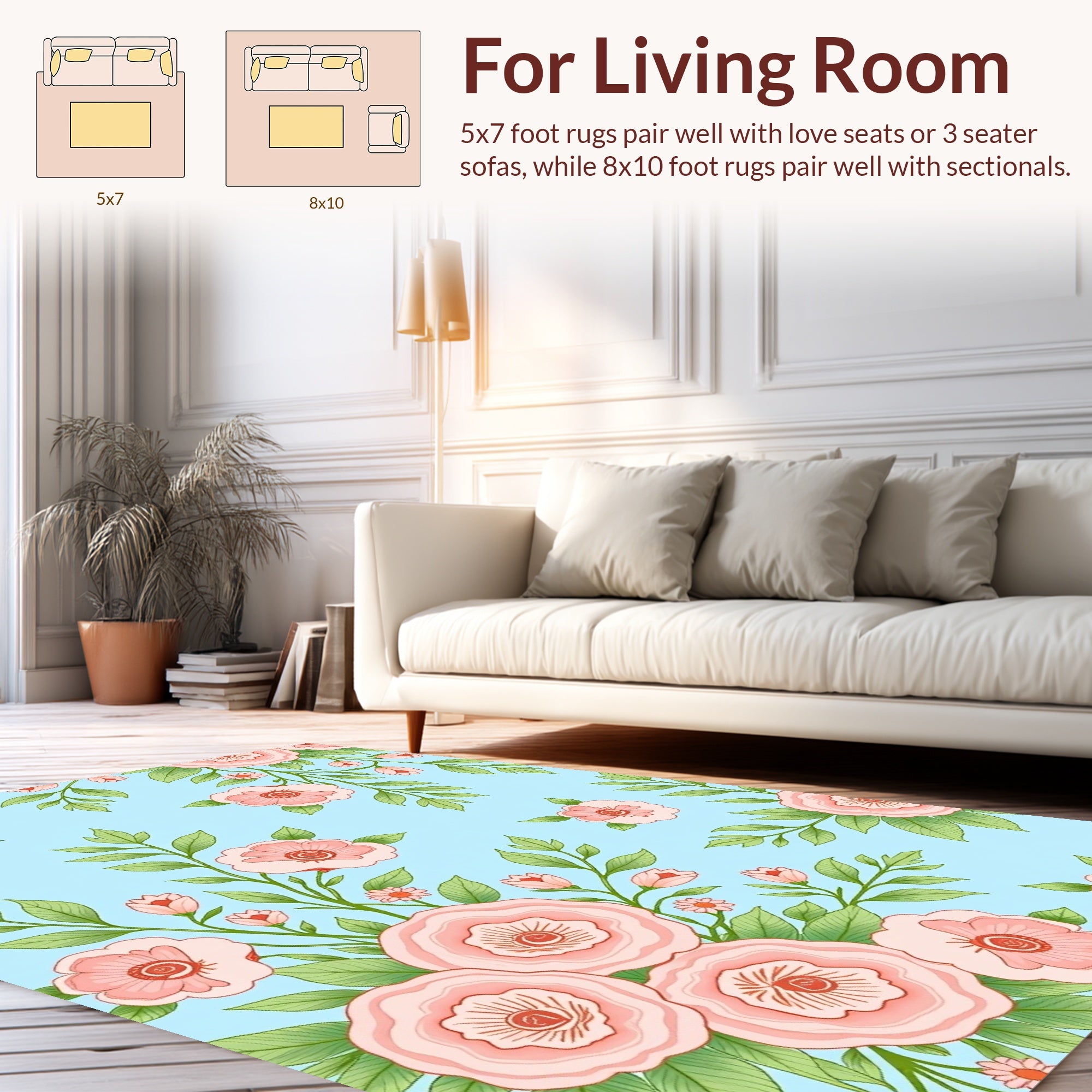 Classic Pink Floral Swirl Pattern Rug
