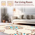 Elegant Teal Orange Mandala Design Rug