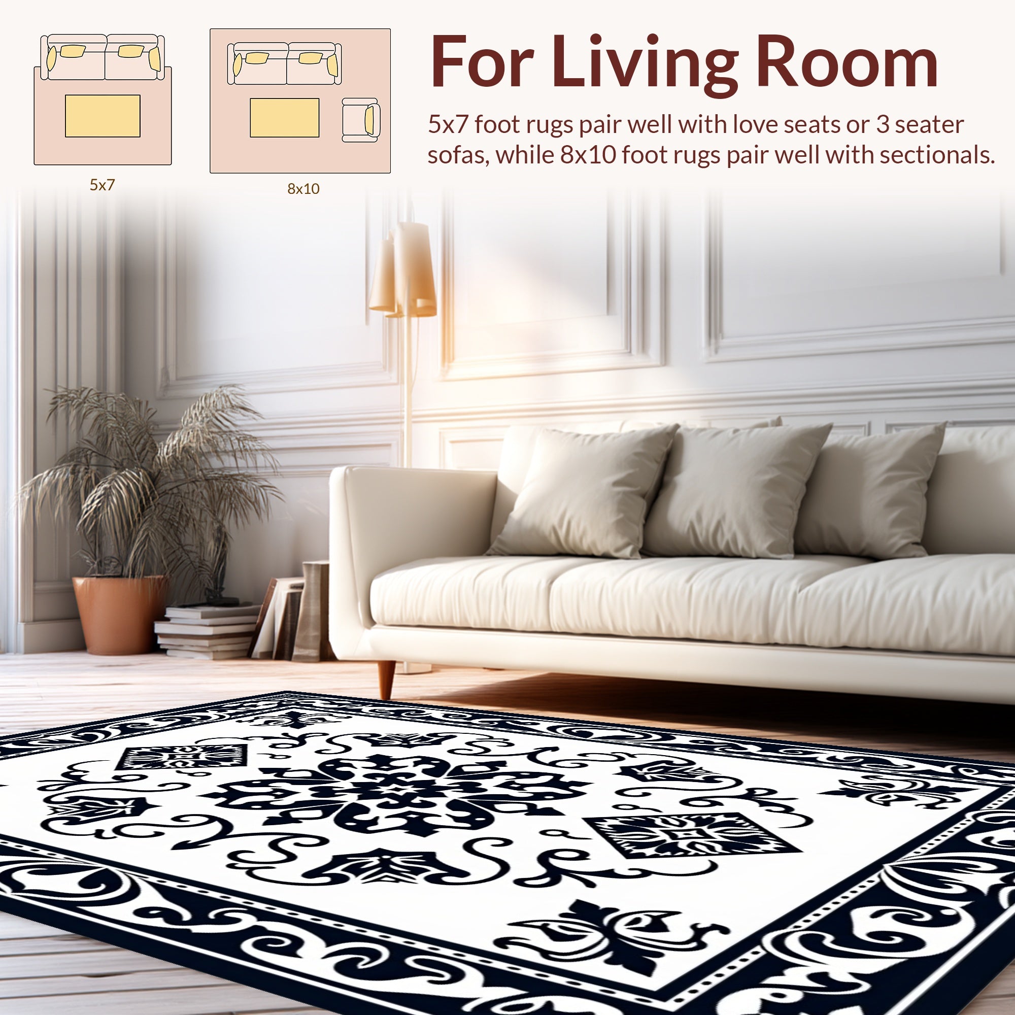 Classic Paisley Intricate Border Design Rug