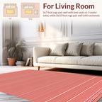 Bold Red White Striped Pattern Rug
