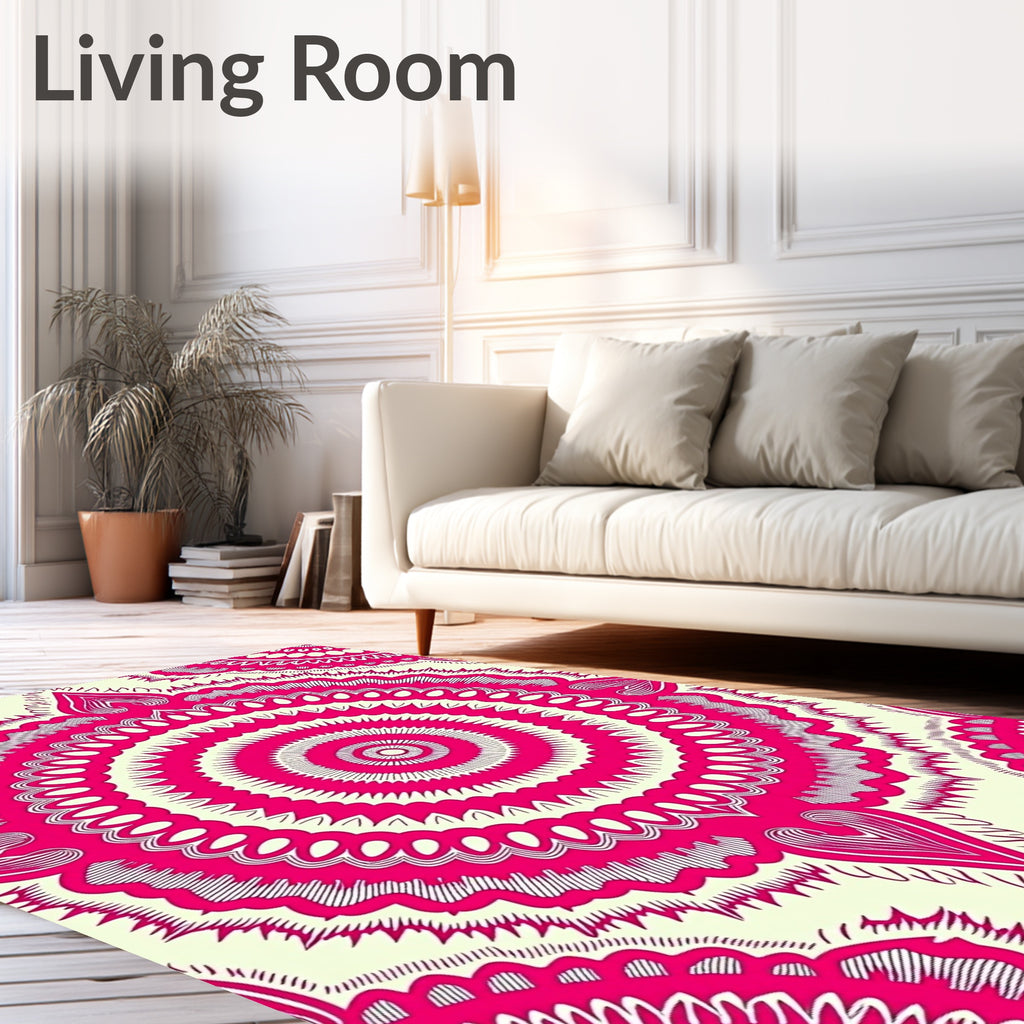 Vibrant Pink Mandala Kaleidoscope Design Rug