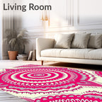 Vibrant Pink Mandala Kaleidoscope Design Rug