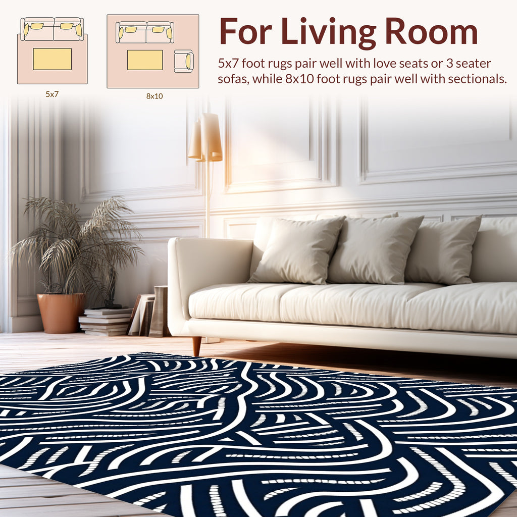 Abstract Wavy Line Pattern Rug