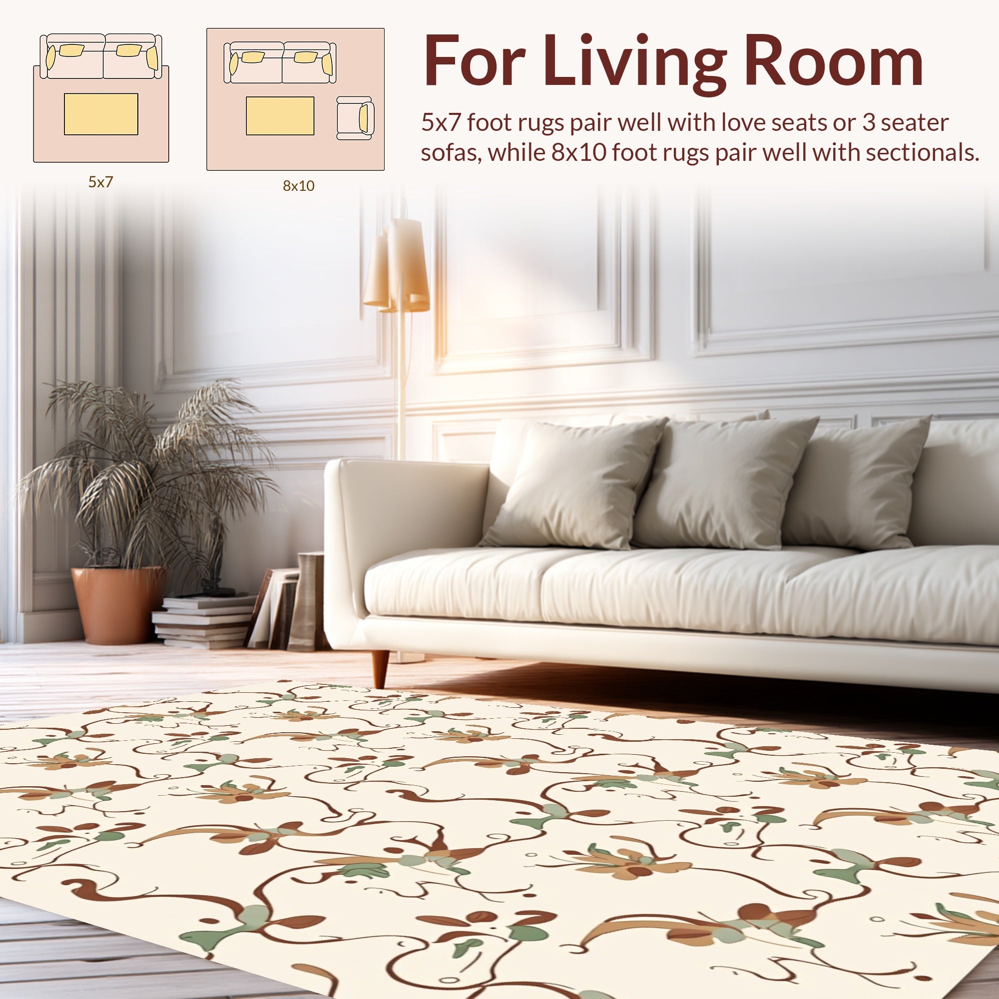 Vintage Floral Vines Inspired Pattern Rug