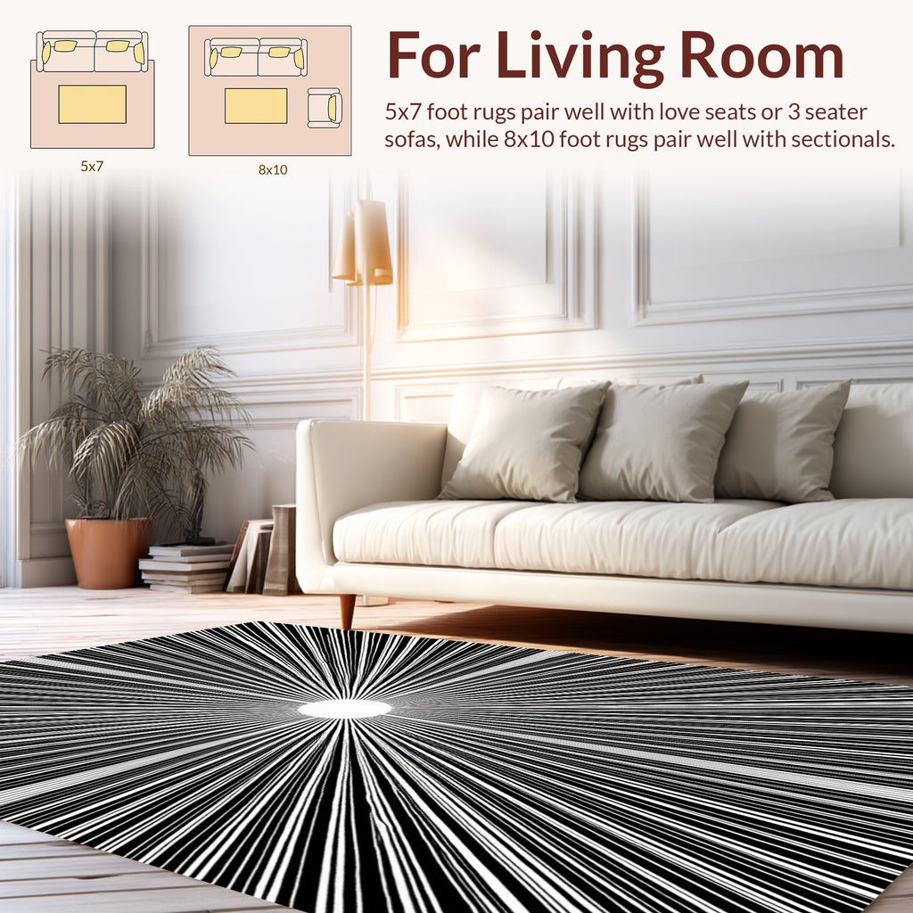 Striking Radial Lines Pattern Rug