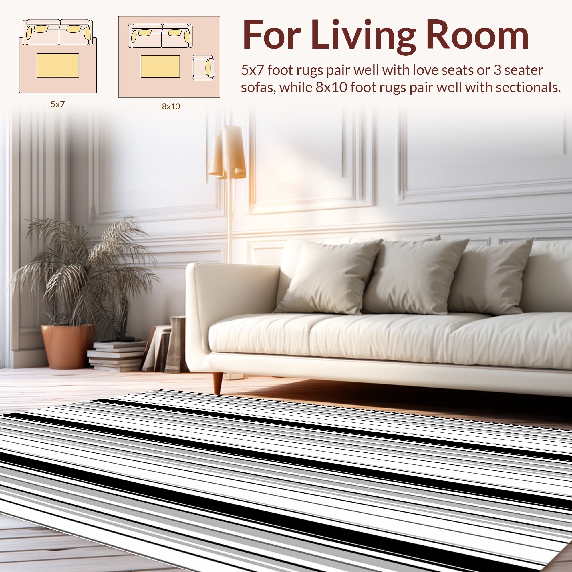 Bold Vertical Stripe Pattern Design Rug