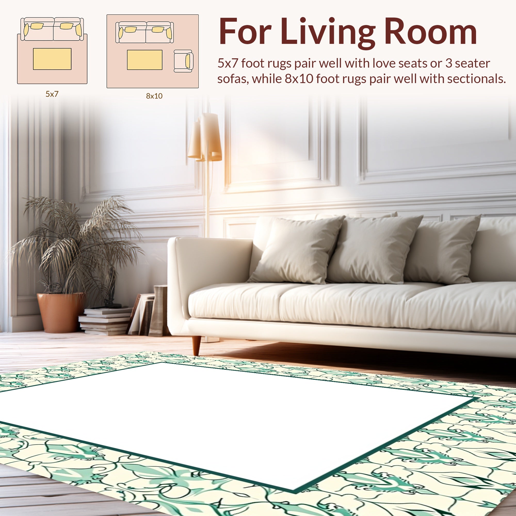 Intricate Mint Green Damask Pattern Rug