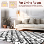 Bold Black Intersecting Lines Pattern Rug