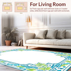 Teal Floral Vines Border Design Rug