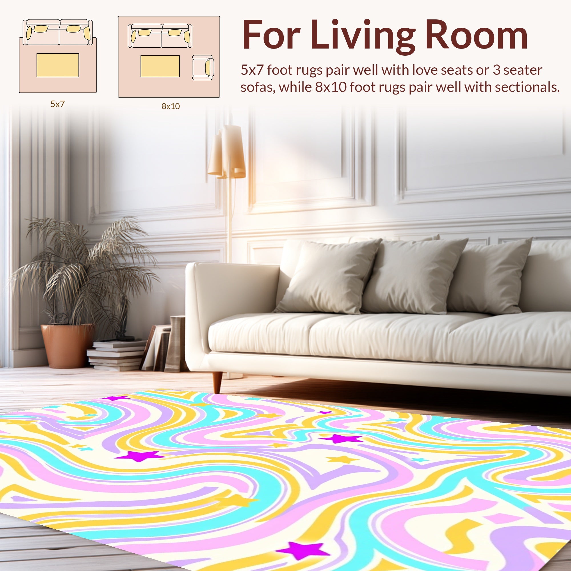 Pastel Swirl Star Pattern Rug