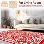 Bold Red Floral Medallion Pattern Rug