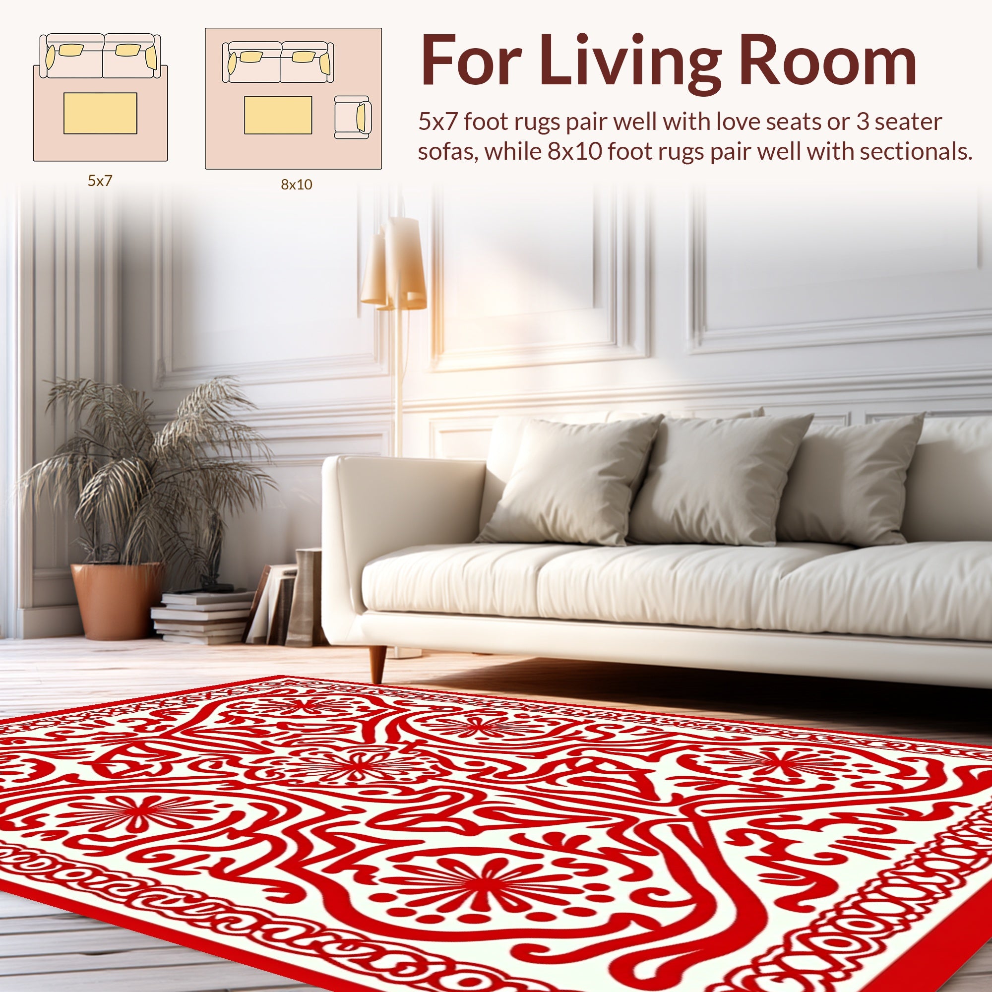 Bold Red Floral Medallion Pattern Rug