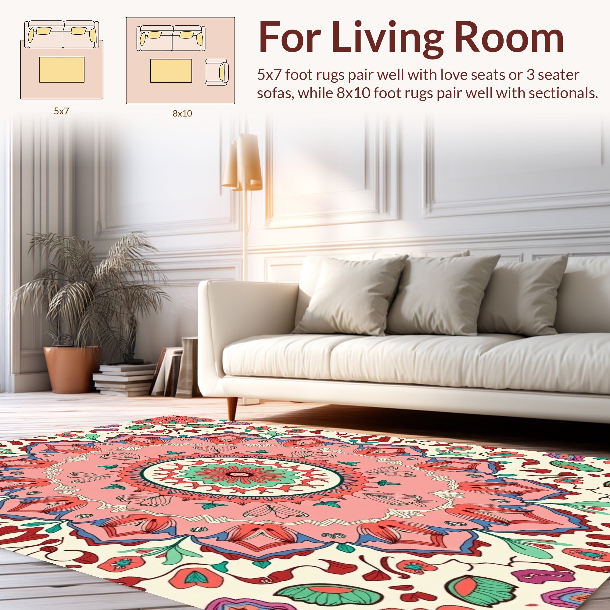 Bold Mandala Floral Pattern Rug