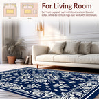 Classic Navy Floral Mandala Design Rug