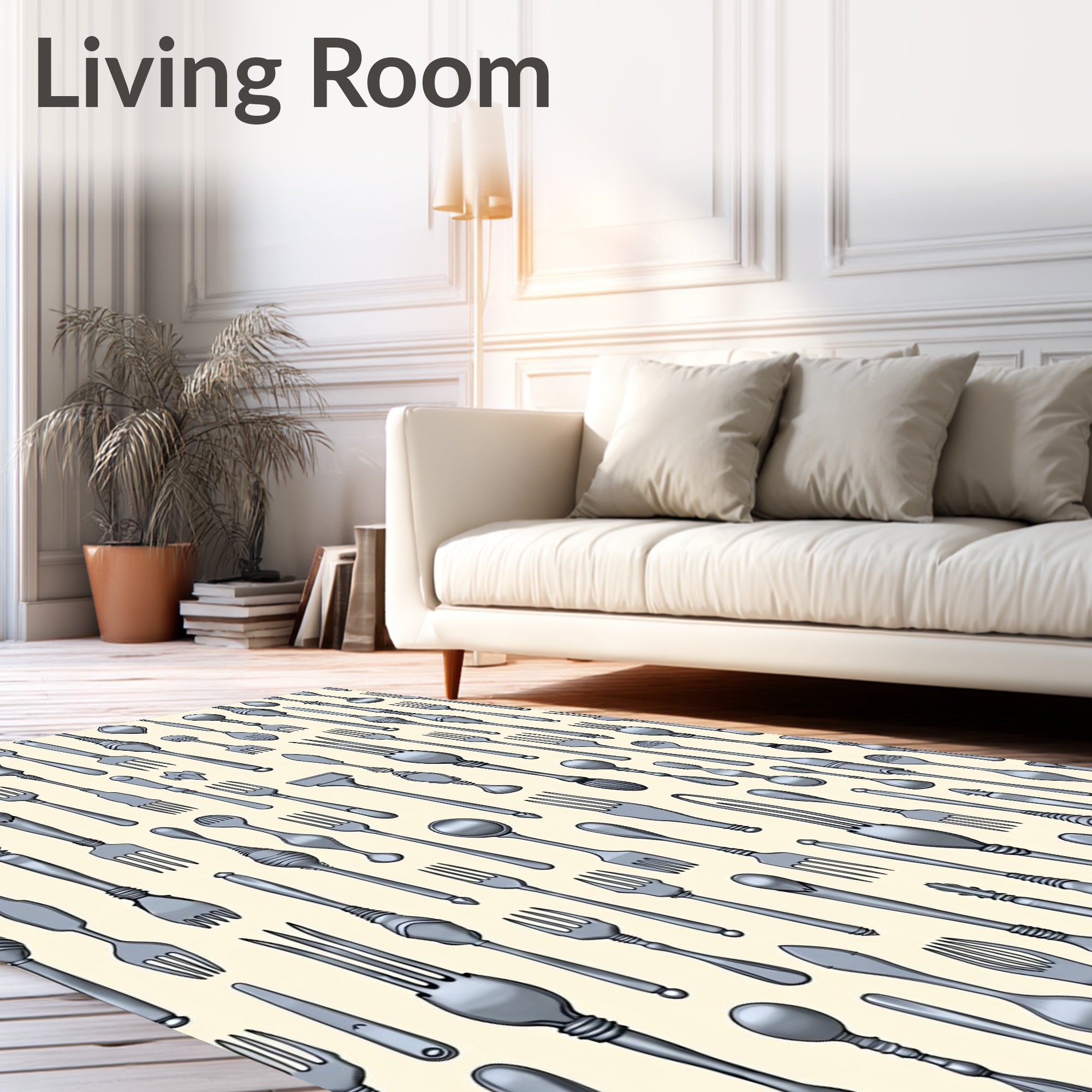 Silver Culinary Utensil Repeat Rug