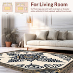 Elegant Black Gold Abstract Floral Rug