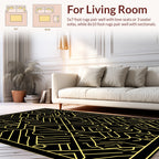 Art Deco Geometric Yellow Lines Rug