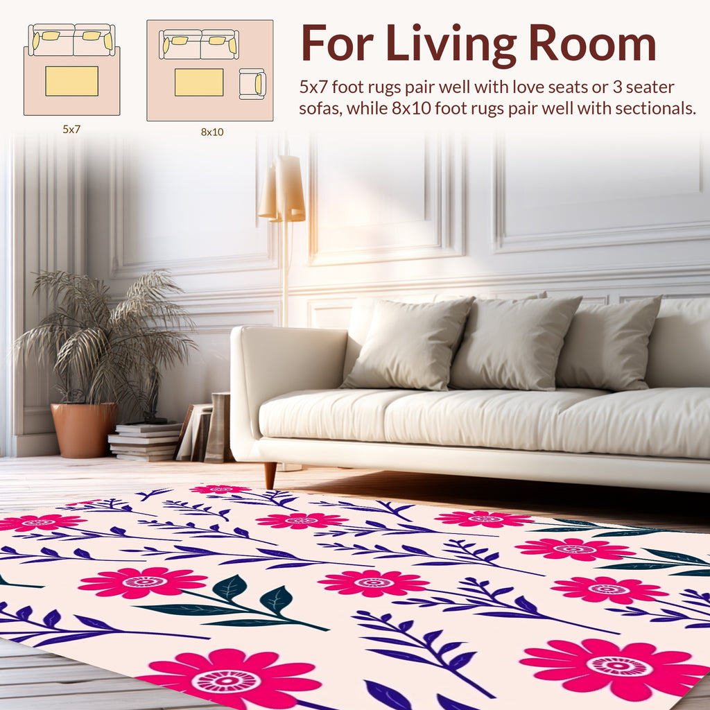 Bold Floral Branches Pattern Design Rug