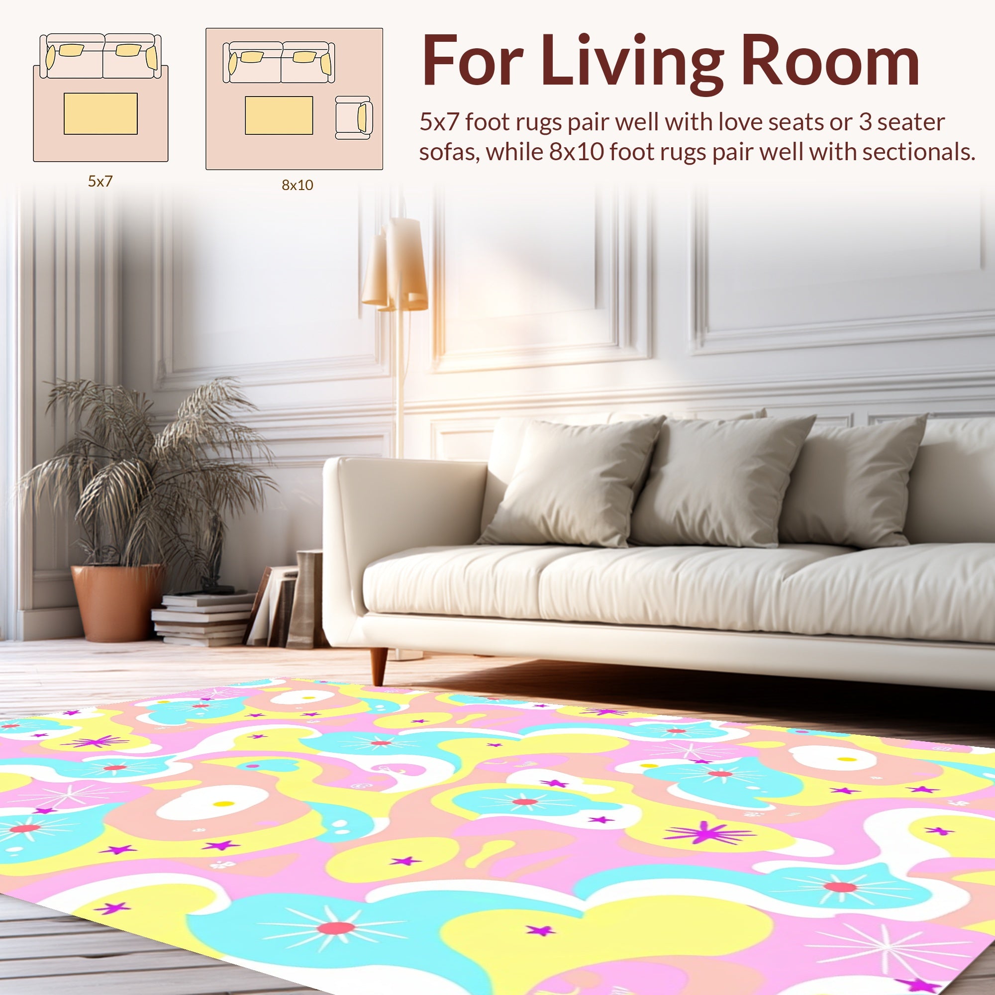 Playful Pastel Abstract Shapes Rug